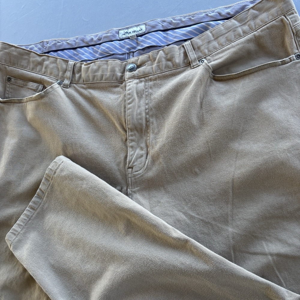 Peter Millar Mens Khaki Stretch 5-Pocket Pants Size 42x30 Cotton Modal Blend